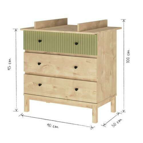 Schma dimensionnel - Commode  langer 3 tiroirs Kiwi