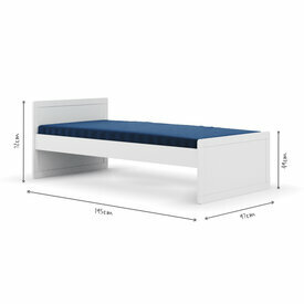 Schma dimensionnel - Pack lit volutif avec matelas Peter, Blanc