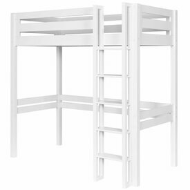 Lit mezzanine 1 place Dors sans matelas , chelle de face Blanc