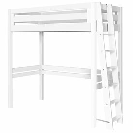 Vue de 3/4 - Lit mezzanine 1 place Orsai, chelle petit ct sans matelas Blanc