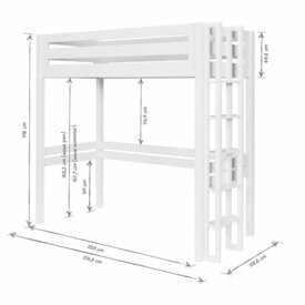 Schma dimensionnel Lit 120x190 cm, chelle petit ct blanc