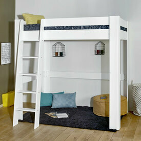 Chambre amnage avec le lit mezzanine avec matelas Lee blanc