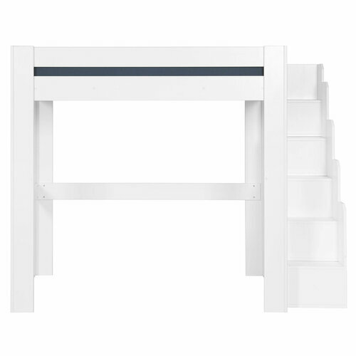 Vue de face Pack lit mezzanine avec escalier et matelas Lex blanc