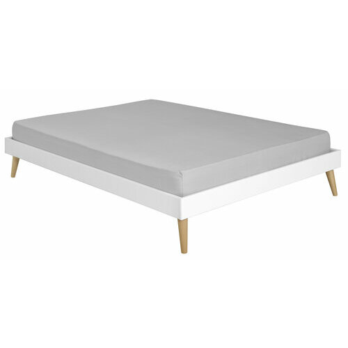 Pack lit 2 places avec pieds et matelas Darla Blanc - Pack lit 2 places avec pieds et matelas Darla