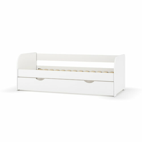 Lit banquette Gigogne Ezra avec sommier apparent Blanc - Lit banquette Gigogne Ezra