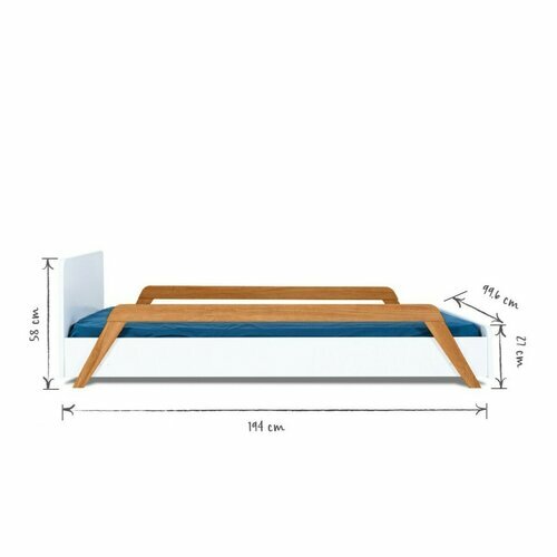 Schma dimensionnel - Lit enfant avec barrires Dixia Blanc et bois