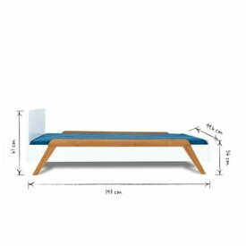 Schma dimensionnel - Lit enfant avec barrires position haute Dixia Blanc et bois