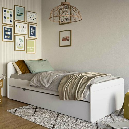 Ambiance - Pack lit gigogne avec 2 matelas Lilow Blanc