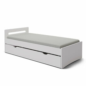 Pack lit gigogne avec matelas Leo Blanc