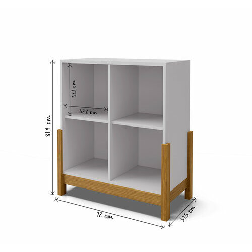 Schma dimensionnel - tagre 4 cubes Kenan, Blanc et bois