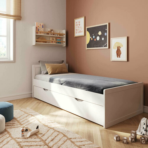 Ambiance - Pack lit enfant gigogne avec matelas Peter Blanc