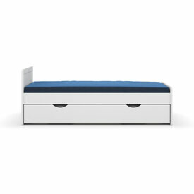 Vue de face - Pack lit enfant gigogne avec matelas Peter, Blanc