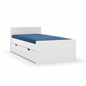 Pack lit enfant gigogne avec matelas Peter sommier apparent, blanc