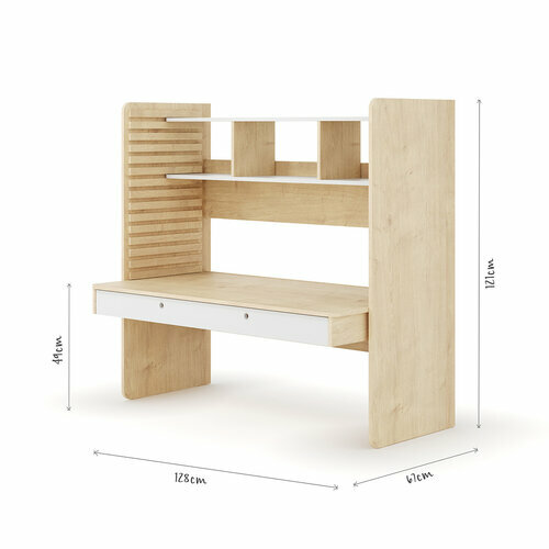 Schema dimensionnel - Version bas - Bureau volutif avec rangement Lewis