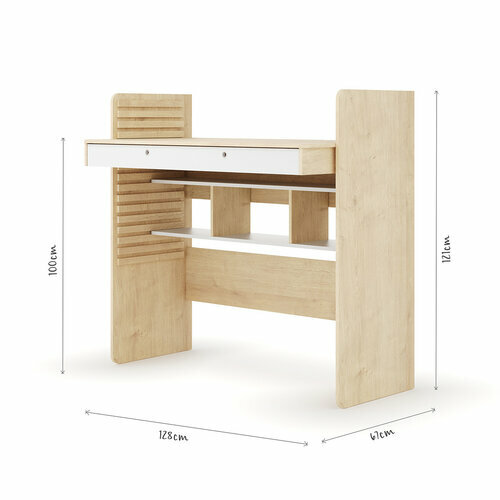 Schema dimensionnel - Version haut- Bureau volutif avec rangement Lewis