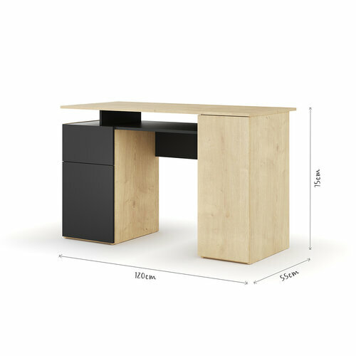 Schma dimensionnel - Bureau avec rangement Karl