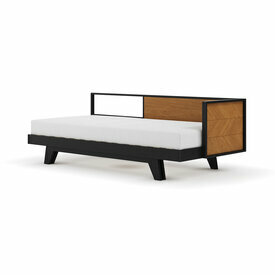 Lit mridienne gigogne avec matelas pliant Clark Noir et noisette