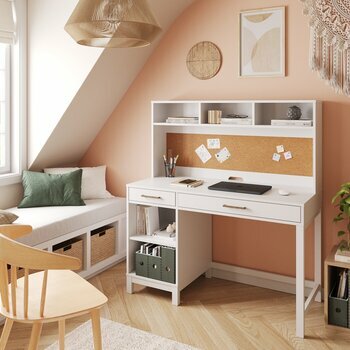 Bureau 2 tiroirs avec sur meuble Travis