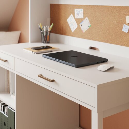 Ambiance - Details -  Bureau 2 tiroirs avec sur meuble Taylor Blanc